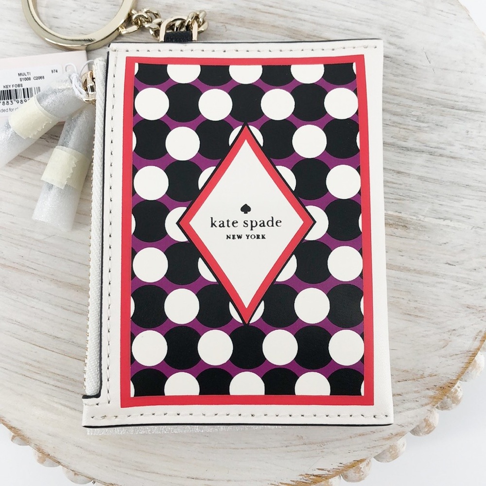 Kate Spade Black White Lucky Draw Double Zip Coin - Picture 2 of 9